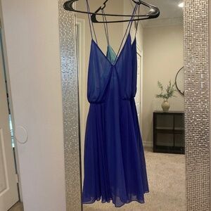 Deep blue summer sun dress flowy dress with light blue inside fourth of july